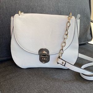 White Cesca Shoulder Bag with Silver Accents